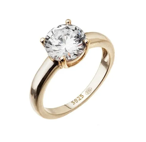 Evolution Group - Pavona Elegantní pozlacený prsten s čirým zirkonem 15012.1 crystal 56 mm