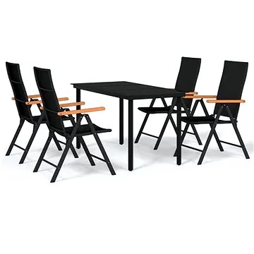 5dílný zahradní jídelní set černý, 3099115 (3099115)