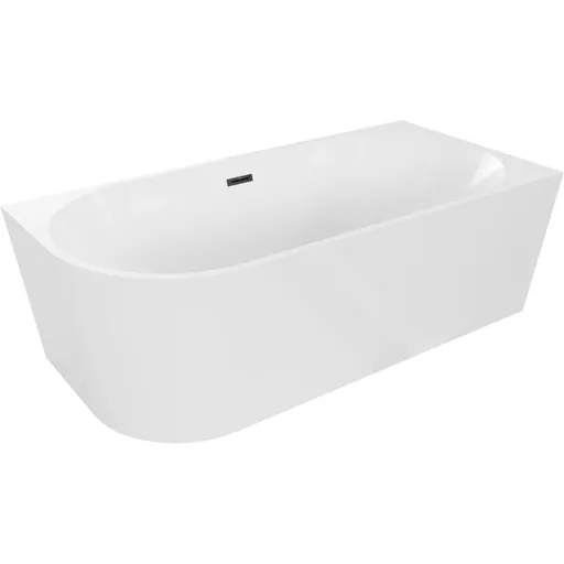 MEXEN/S Mia volně stojící rohová vana pravá 140 x 75, bílá, sifon a přepad černá 52691407500P-70