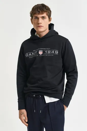 MIKINA GANT GRAPHIC HOODIE BLACK