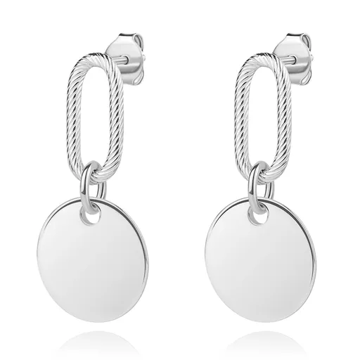 Náušnice ze stříbra 925 - oválné očko se strukturou, lesklý kruh, puzety