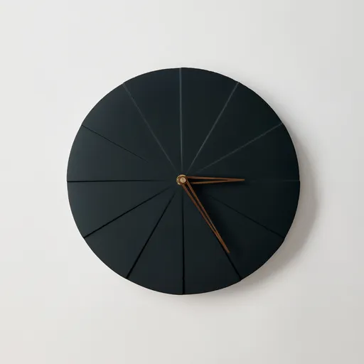 ODLITO Betonové nástěnné hodiny Koláč – grafit (černá) – 28,5 cm – hnědé ručičky