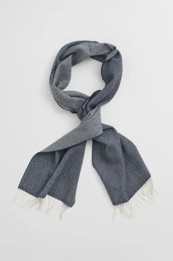ŠÁLA GANT WOOL HERRINGBONE SCARF DARK NAVY MELANGE