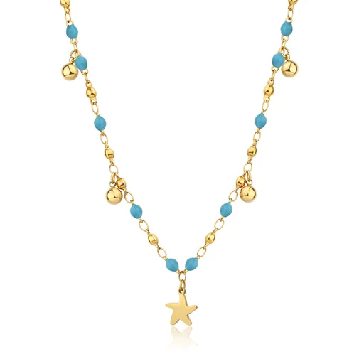 S'Agapõ Korálkový pozlacený náhrdelník s přívěsky Hvězdice Vibes SVB57