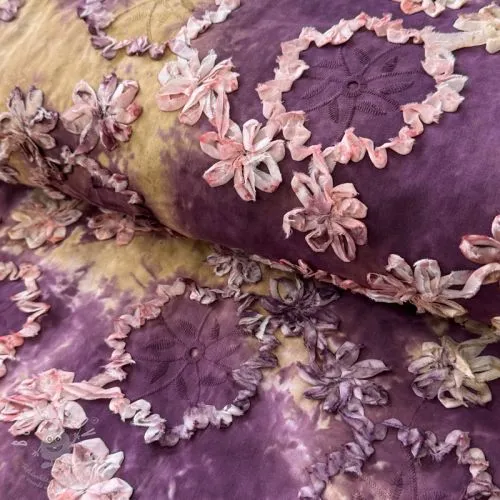 Bavlněná látka TIE DYE EMBROIDERY Eva tape design D