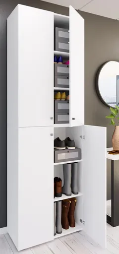 VCM Botník Lona 2XL s otočnými dvířky, bílý