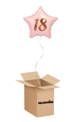 HeliumKing Balónový box - Hvězda 18. narozeniny, růžová