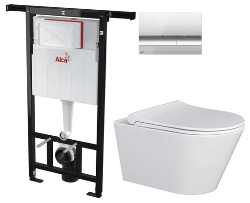 ALCA Jádromodul předstěnový instalační systém s chromovým tlačítkem M1721 + WC MYJOYS MY1 + SEDÁTKO AM102/1120 M1721 MY1