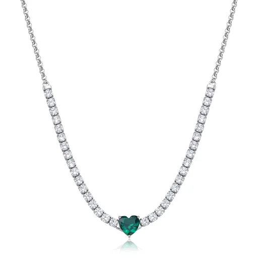 S'Agapõ Náhrdelník s zeleným kubickým zirkonem Dazzly SDZ150