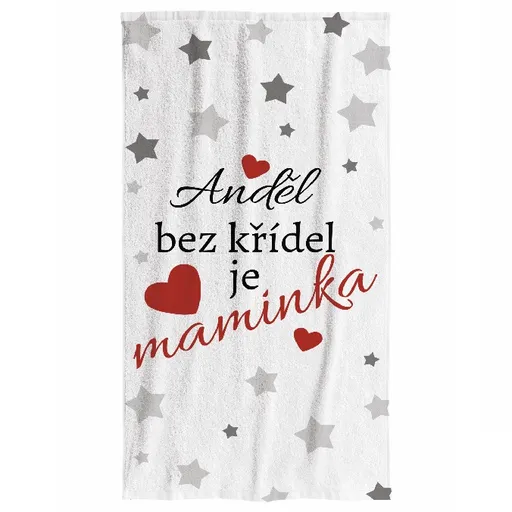 Osuška Anděl bez křídel je maminka (Velikost osušky: 100x170cm)