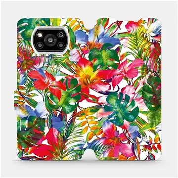 Flipové pouzdro na mobil Xiaomi Poco X3 Pro - MG07S Pestrobarevné květy a listy (5903516704569)
