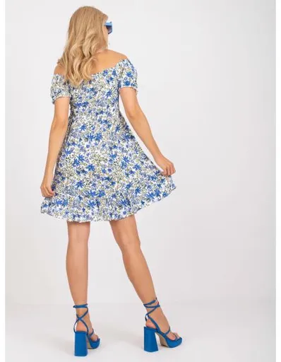 Dámské šaty květinové RUE PARIS modrobílé