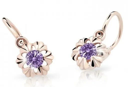 Cutie Jewellery Dětské náušnice z růžového zlata C2213-10-X-4 fialová