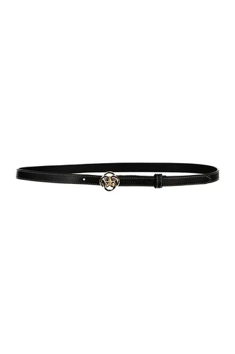 OPASEK GANT MONOGRAM BUCKLE SLIM LEATHER BELT BLACK