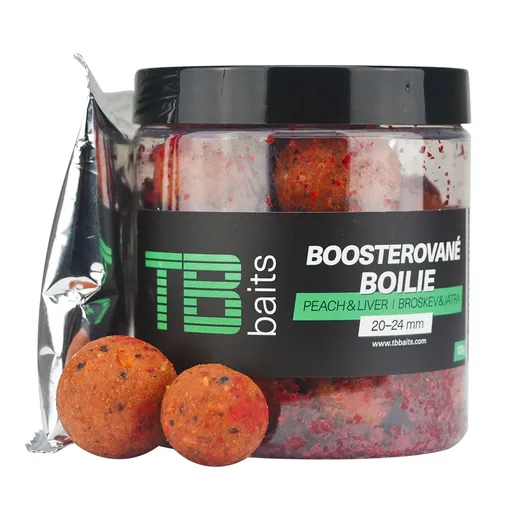 Tb baits boosterované boilie peach liver 120 g 20-24 mm