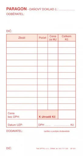Tiskopis Paragon obchodní 7,5x14,8cm samopropis 50 listů OPTYS