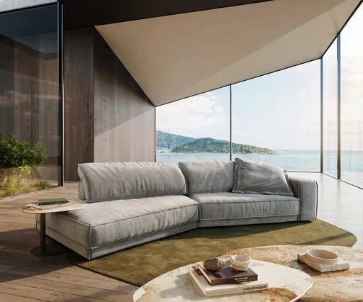 Velká pohovka Snoosh 400x150 cm strukturovaná látka měkká šedá