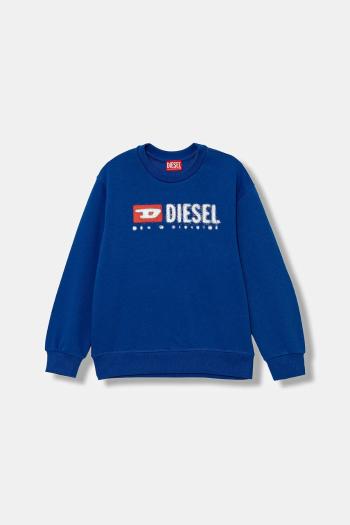 Detská bavlnená mikina Diesel SDROPS OVER SWEAT-SHIRT modrá farba, s potlačou, J02483