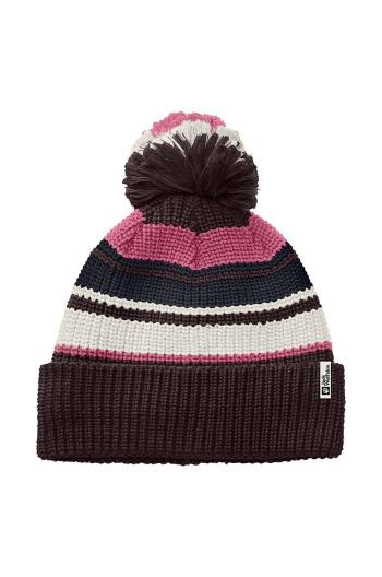 Dětská čepice Jack Wolfskin POMPOM BEANIE fialová barva