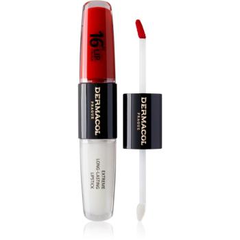 Dermacol 16H Lip Colour dlouhotrvající rtěnka a lesk na rty odstín 04 Revenge Red 2x4 ml