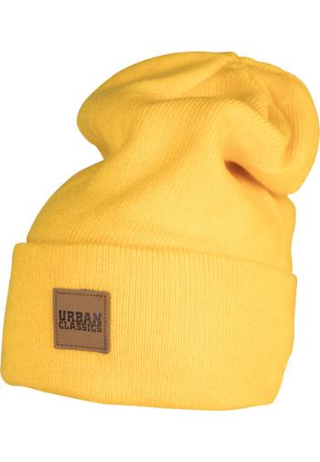 Urban Classics Leatherpatch Long Beanie chrome yellow - UNI