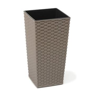 LAMELA, květináč FINEZIA ECO WOOD RATTAN 25 x 25 cm, výška 46,5 cm, šedý (1311119405)