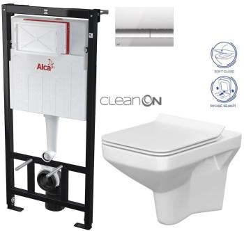 ALCADRAIN Sádromodul předstěnový instalační systém s chromovým tlačítkem M1721 + WC CERSANIT CLEANON COMO + SEDÁTKO AM101/1120 M1721 CO1