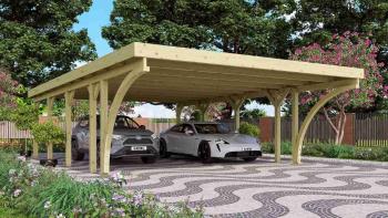 Dřevěný přístřešek / carport CLASSIC 3C s plechy Lanitplast