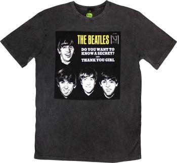 The Beatles Tričko VJ Secret Sleeve Stone Wash Unisex Charcoal Grey L