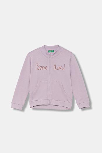 Detská bavlnená mikina United Colors of Benetton fialová farba, vzorovaná, 3J70G503U
