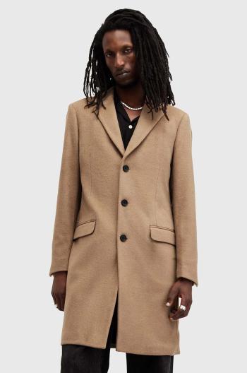 Kabát s příměsí vlny AllSaints HAL COAT béžová barva, přechodný, M005OZ