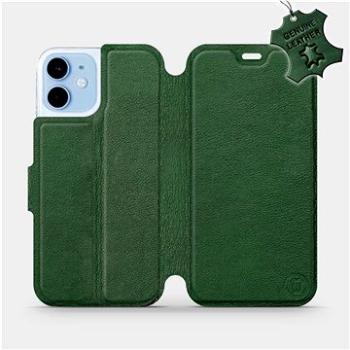 Flipové pouzdro na mobil Apple iPhone 12 mini - Zelené - kožené -   Green Leather (5903516373352)