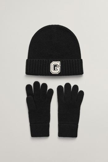 SET ČEPICE A RUKAVICE  GANT G BEANIE & GLOVES GIFT SET BLACK