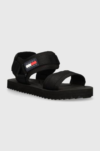 Sandály Tommy Jeans TJM SANDAL LUXE pánské, černá barva, EM0EM01387