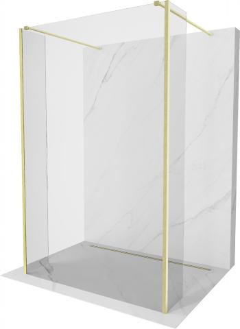 MEXEN/S Kioto Sprchová zástěna WALK-IN volněstojící 115 x 30 x 30 cm, transparent, zlatá kartáčovaná 800-115-030-222-55-00-030