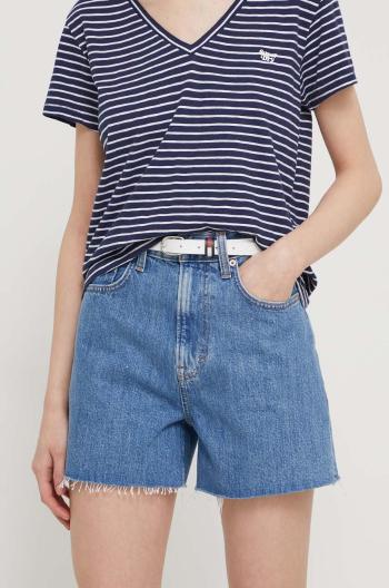 Džínové šortky Tommy Jeans dámské, hladké, high waist, DW0DW17646