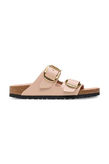 Kožené šľapky Birkenstock Arizona Big Buckle dámske, béžová farba, 1026553