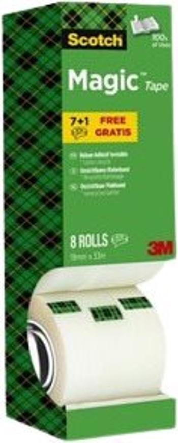 Ragasztó szalag Scotch Magic 19 mm x 10 m, matt szalag javításhoz és ragasztáshoz - 8 db-os kiszerelés