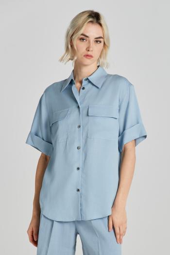 KOŠILE GANT REL POCKET SS SHIRT DOVE BLUE