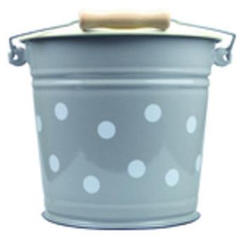 Šedý smaltovaný kyblík s puntíky Grey dot - Ø24*23cm - 6L 1020.31.4