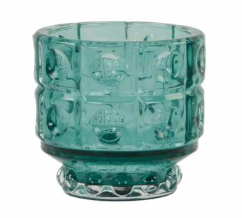 Tyrkysový skleněný svícen Bobbi turquoise - Ø 9*8,5 cm 7751293