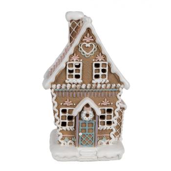 Hnědá svítící perníková chaloupka Gingerbread House - 13*10*21 cm / 3*AAA 6PR4309