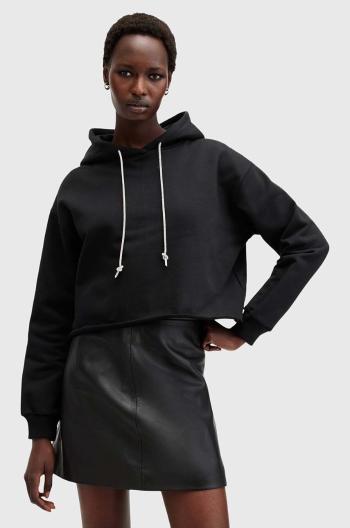 Bavlněná mikina AllSaints PIPPA SPARKLE HOODY dámská, černá barva, s kapucí, hladká, W117JB