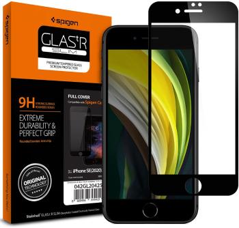 Üvegfólia Spigen Glass FC HD Black iPhone SE 2022/SE 2020/8/7 üvegfólia