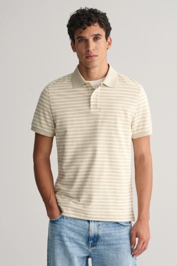 POLOKOŠILE GANT STRIPED SS PIQUE POLO SILKY BEIGE