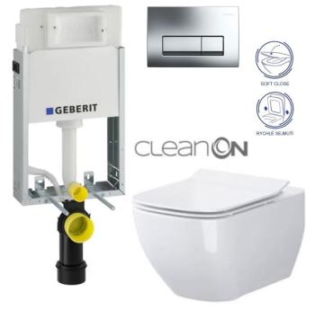 GEBERIT KOMBIFIXBasic vč. chromového tlačítka DELTA 51 + WC CERSANIT VIRGO CLEANON + SEDÁTKO 110.100.00.1 51CR ME1