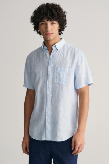 KOŠILE GANT REG LINEN STRIPE SS SHIRT CAPRI BLUE