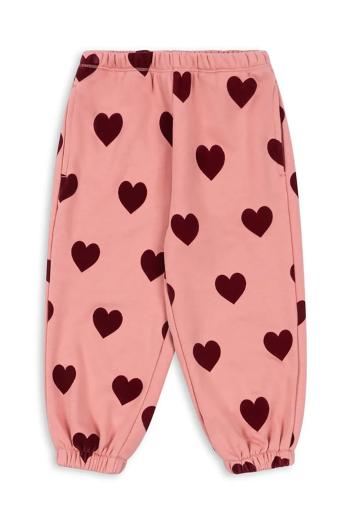 Detské tepláky Konges Sløjd LOU SWEAT PANTS OCS ružová farba, vzorované, KS102020