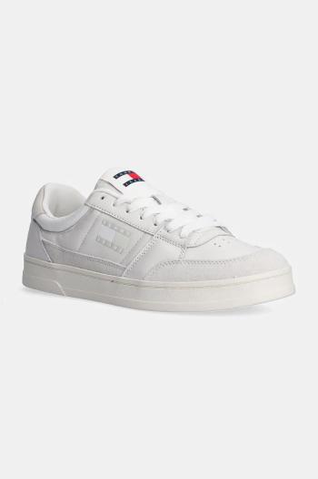 Kožené sneakers boty Tommy Jeans THE GREENWICH MIX MEDIA bílá barva, EM0EM01444