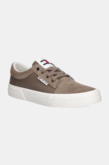 Tenisky Tommy Jeans TJM VULC. SKATER MIX MATERIAL pánské, béžová barva, EM0EM01456